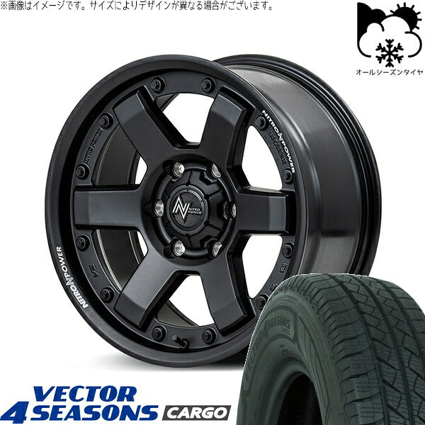 グッドイヤー ベクター4シーズンズ カーゴ 195/80R15 + ナイトロパワー M6 カービン ガンブラック 15インチ 6J +33 6H139.7P オールシーズン・ホイール4本セット。1枚目。