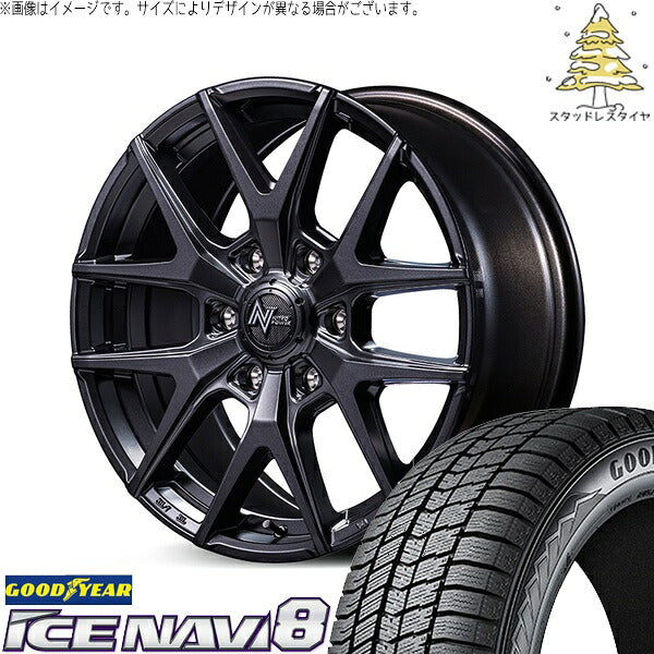 グッドイヤー アイスナビ8 215/60R17 + ナイトロパワー M62 トマホーク バレルブラック 17インチ 6.5J +38 6H139.7P スタッドレス・ホイール4本セット。1枚目。