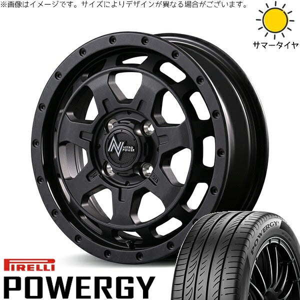 ピレリ パワジー 165/55R15 + ナイトロパワー M7 ファランクス バレルブラック 15インチ 4.5J +45 4H100P サマー・ホイール4本セット。1枚目。