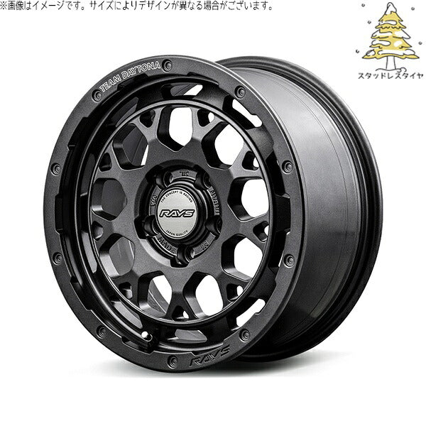 輸入スタッドレスタイヤ(銘柄指定不可) 215/50R17 + チームデイトナ M9+ SPEC-M セミグロススーパーダークガンメタ 17インチ 7.0J +40 5H114.3P ホイール4本セット。1枚目。