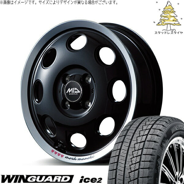 ネクセン ウィンガード アイス2 (WinGUARD ice2) 165/55R14 + MIDホイール モッシュ マネキ クロ 14インチ 4.5J +45 4H100P スタッドレス・ホイール4本セット。1枚目。