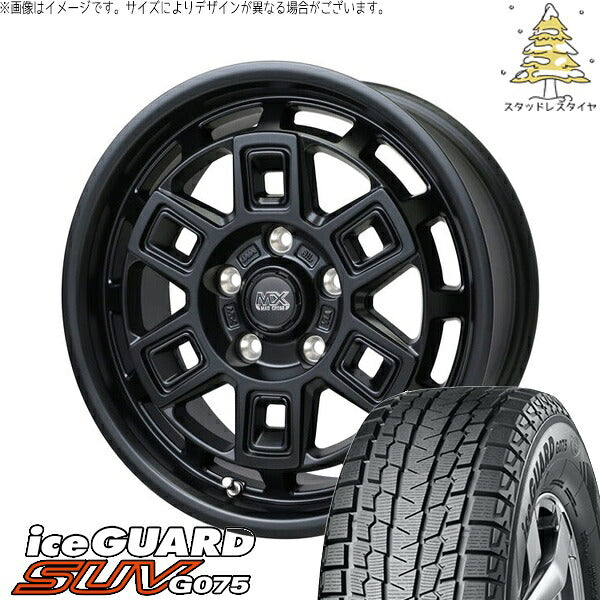 ヨコハマタイヤ アイスガード SUV G075 185/85R16 + マッドクロス アイヴァー マットブラック 16インチ 7J +38 5H114.3P スタッドレス・ホイール4本セット。1枚目。
