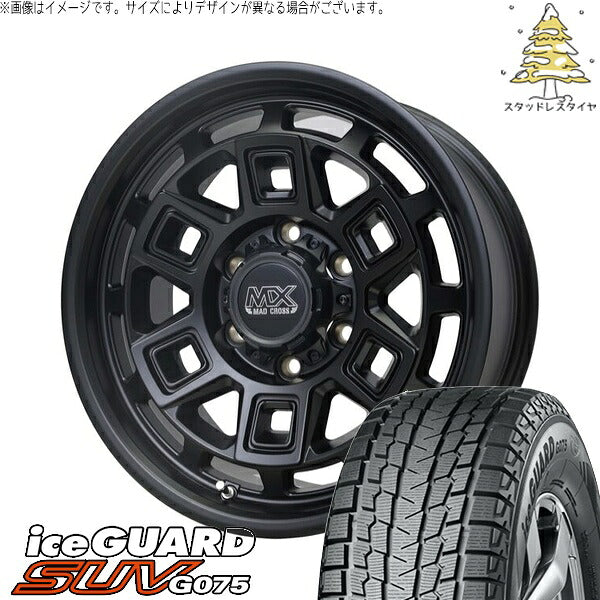 ヨコハマタイヤ アイスガード SUV G075 195/80R15 + マッドクロス アイヴァー マットブラック 15インチ 6J +33 6H139.7P スタッドレス・ホイール4本セット。1枚目。
