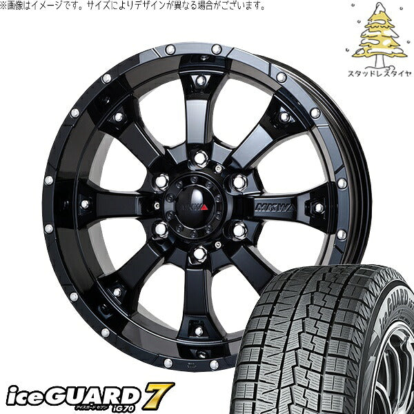 ヨコハマタイヤ アイスガードセブン IG70 215/60R16 + MKW MK-46 グロスブラック 16インチ 7J +42 5H114.3P スタッドレス・ホイール4本セット。1枚目。