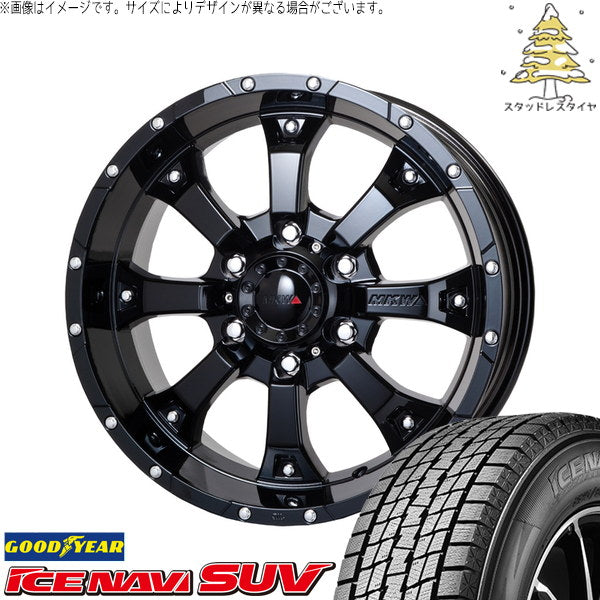 グッドイヤー アイスナビ SUV 225/70R16 + MKW MK-46 グロスブラック 16インチ 7J +35 5H114.3P スタッドレス・ホイール4本セット。1枚目。