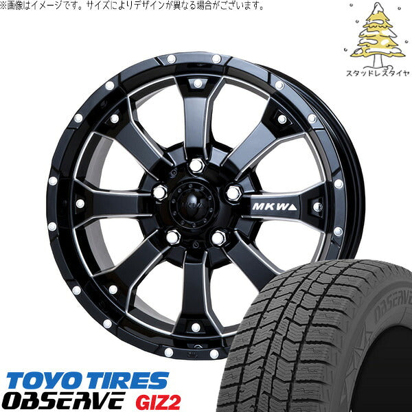 トーヨータイヤ OBSERVE 215/60R16 + MKW MK-46 M/L+ ミルドブラック 16インチ 7J +42 5H114.3P スタッドレス・ホイール4本セット。1枚目。