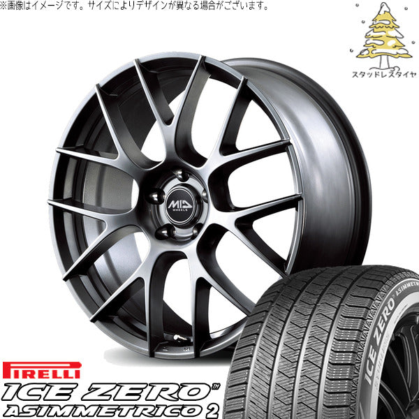 ピレリ アイスゼロアシンメトリコ2 225/45R18 + MIDホイール レフィナーダ モーション3 ハイパーメタルコート 18インチ 8J +42 5H114.3P スタッドレス・ホイール4本セット。1枚目。