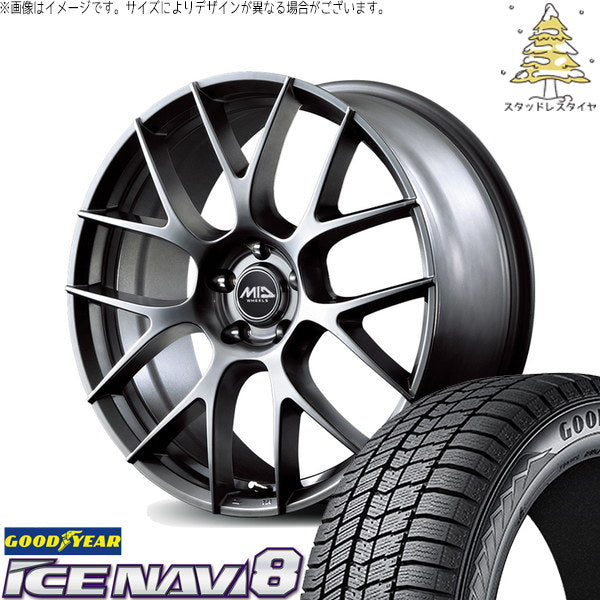 グッドイヤー アイスナビ8 245/40R18 + MIDホイール レフィナーダ モーション3 ハイパーメタルコート 18インチ 8J +42 5H114.3P スタッドレス・ホイール4本セット。1枚目。