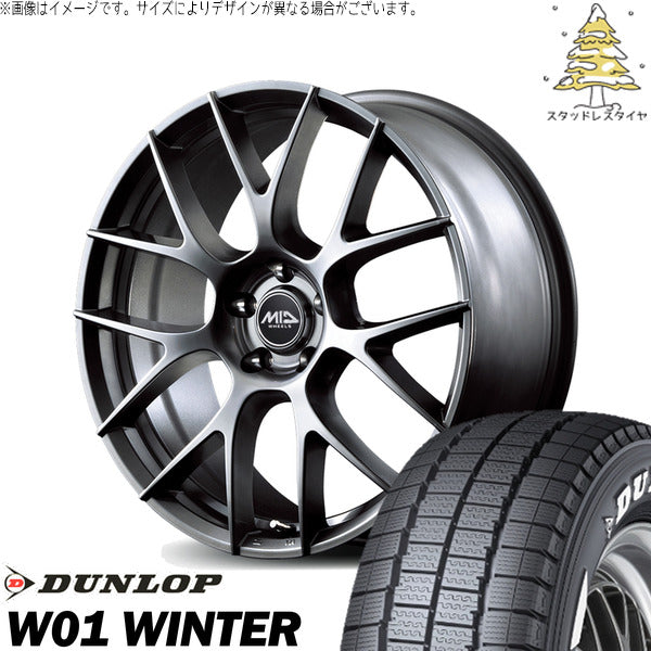 ダンロップ W01 WINTER 215/60R17 + MIDホイール レフィナーダ モーション3 ハイパーメタルコート 17インチ 7J +40 5H114.3P スタッドレス・ホイール4本セット。1枚目。