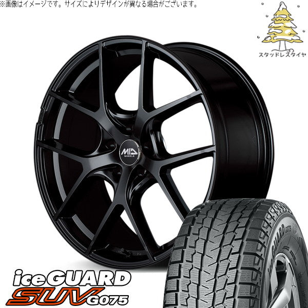 ヨコハマタイヤ アイスガード SUV G075 255/45R20 + MIDホイール レフィナーダ モーション4 グロスブラック 20インチ 8.5J +45 5H114.3P スタッドレス・ホイール4本セット。1枚目。