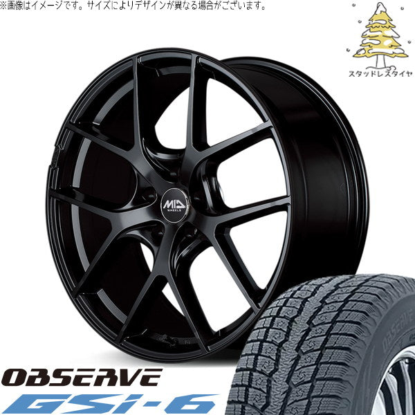 トーヨータイヤ オブザーブ Gsi-6 225/65R17 + MIDホイール レフィナーダ モーション4 グロスブラック 17インチ 7J +40 5H114.3P スタッドレス・ホイール4本セット。1枚目。