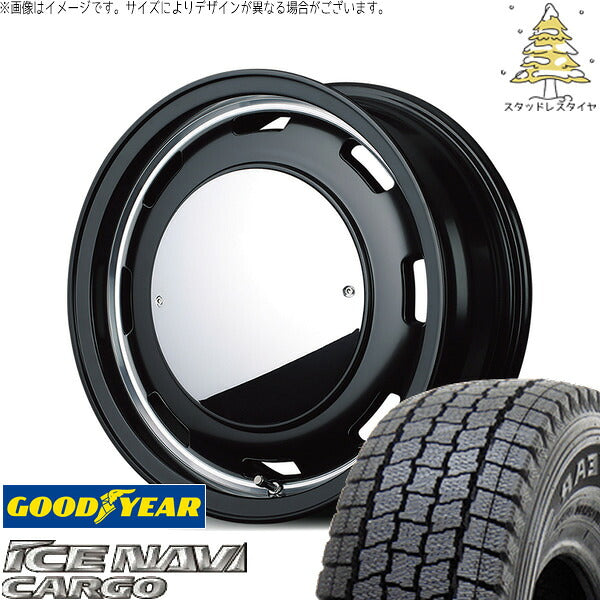 グッドイヤー アイスナビカーゴ 215/70R15 + MIDホイール ガルシア シスコ ムーン セミグロスブラック/リムヴァーレイポリッシュ 15インチ 6J +33 6H139.7P スタッドレス・ホイール4本セット。1枚目。