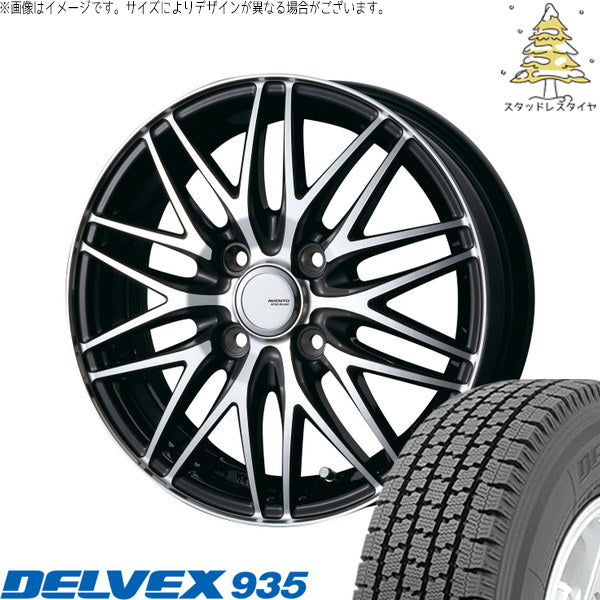 トーヨータイヤ デルベックス 935 155/80R14 + アヴェント MR-10 ブラックポリッシュ 14インチ 5.0J +38 4H100P スタッドレス・ホイール4本セット。1枚目。