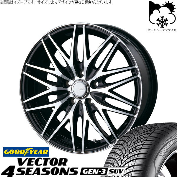 グッドイヤー ベクター4シーズンズ GEN-3 SUV 225/65R17 + アヴェント MR-10 ブラックポリッシュ 17インチ 7.0J +48 5H114.3P オールシーズン・ホイール4本セット。1枚目。