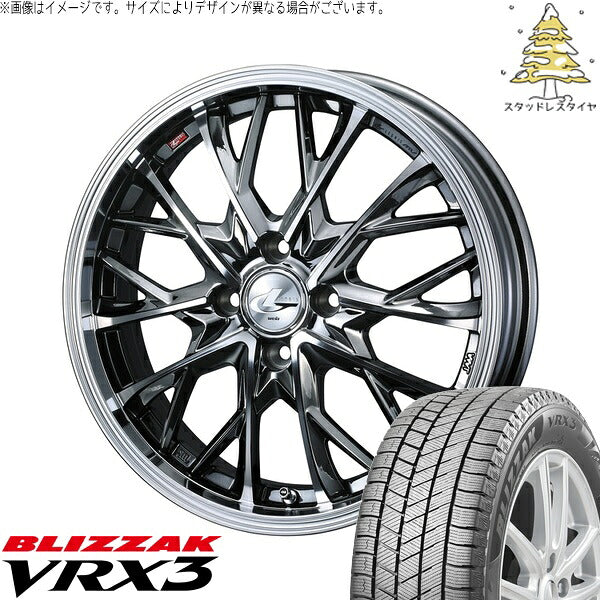 ブリヂストン ブリザック VRX3 175/60R16 + レオニス MV ブラックメタルコート/ミラーカット 16インチ 6J +42 4H100P スタッドレス・ホイール4本セット。1枚目。