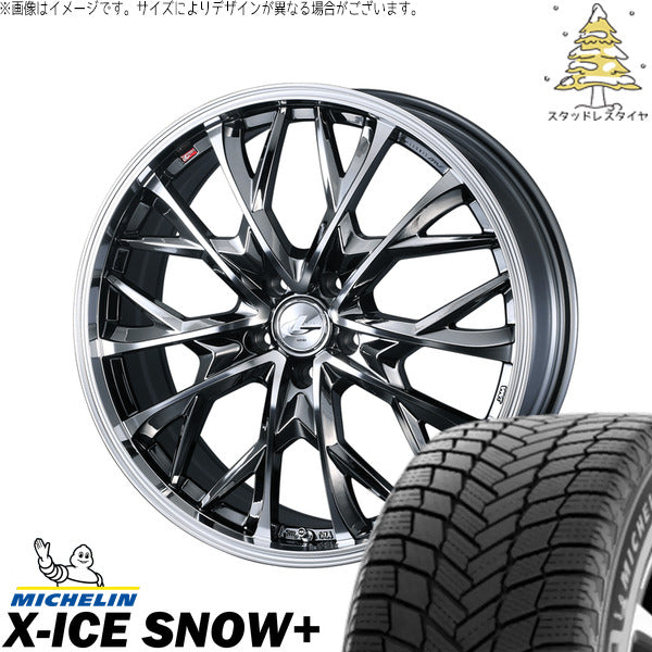 ミシュラン エックスアイス スノー+ 225/50R18 + レオニス MV ブラックメタルコート/ミラーカット 18インチ 7J +47 5H114.3P スタッドレス・ホイール4本セット。1枚目。
