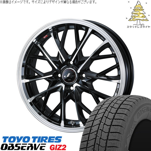 トーヨータイヤ OBSERVE 185/65R15 + レオニス MV パールブラック/ミラーカット 15インチ 5.5J +43 4H100P スタッドレス・ホイール4本セット。1枚目。