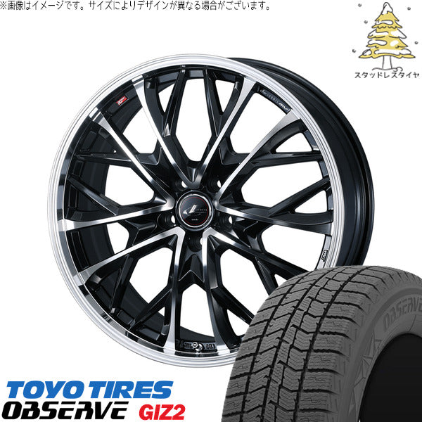 トーヨータイヤ OBSERVE 225/45R18 + レオニス MV パールブラック/ミラーカット 18インチ 8J +42 5H114.3P スタッドレス・ホイール4本セット。1枚目。