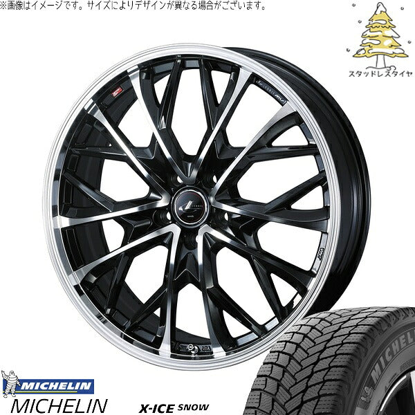 ミシュラン エックスアイス スノー 235/60R18 + レオニス MV パールブラック/ミラーカット 18インチ 8J +42 5H114.3P スタッドレス・ホイール4本セット。1枚目。