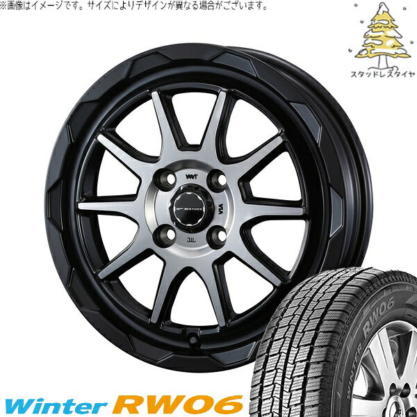 ハンコック ウィンター RW06 145R12 + マッドヴァンス06 マットブラックポリッシュ 12インチ 4J +40 4H100P スタッドレス・ホイール4本セット。1枚目。