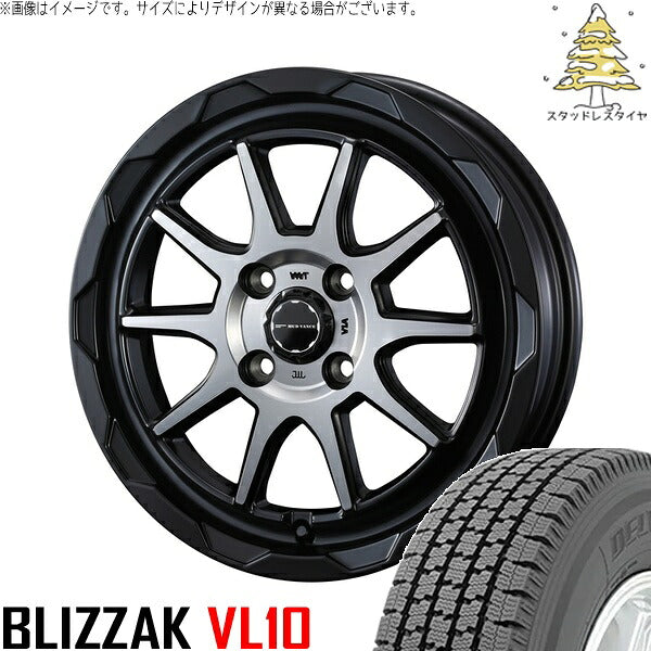 ブリヂストン ブリザック VL10 145/80R12 + マッドヴァンス06 マットブラックポリッシュ 12インチ 4J +40 4H100P スタッドレス・ホイール4本セット。1枚目。