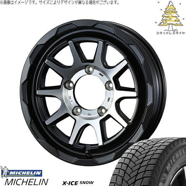 ミシュラン エックスアイス スノー 215/70R16 + マッドヴァンス06 マットブラックポリッシュ 16インチ 5.5J +22 5H139.7P スタッドレス・ホイール4本セット。1枚目。
