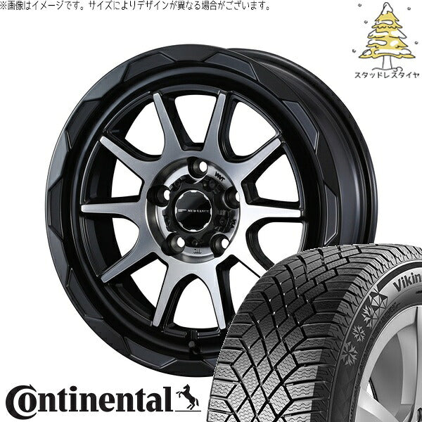 コンチネンタル バイキングコンタクト7 205/65R16 + マッドヴァンス06 マットブラックポリッシュ 16インチ 7J +38 5H114.3P スタッドレス・ホイール4本セット。1枚目。