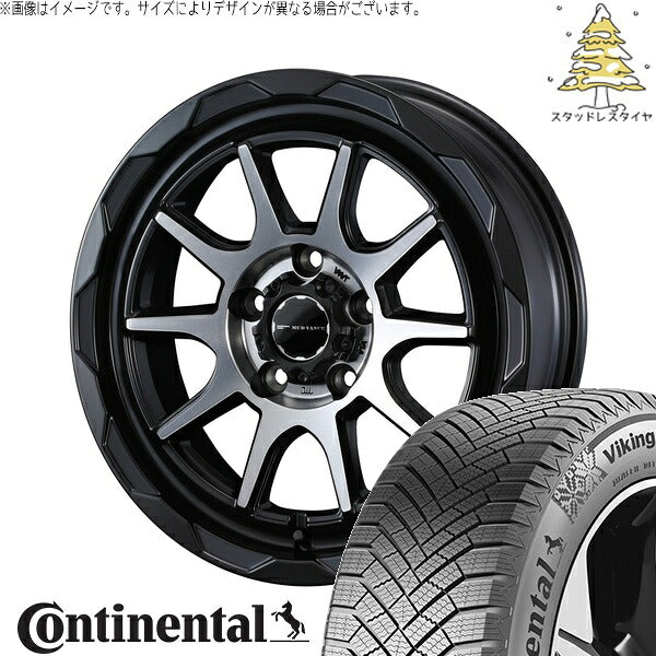 コンチネンタル バイキングコンタクト8 225/50R17 + マッドヴァンス06 マットブラックポリッシュ 17インチ 7J +40 5H114.3P スタッドレス・ホイール4本セット。1枚目。