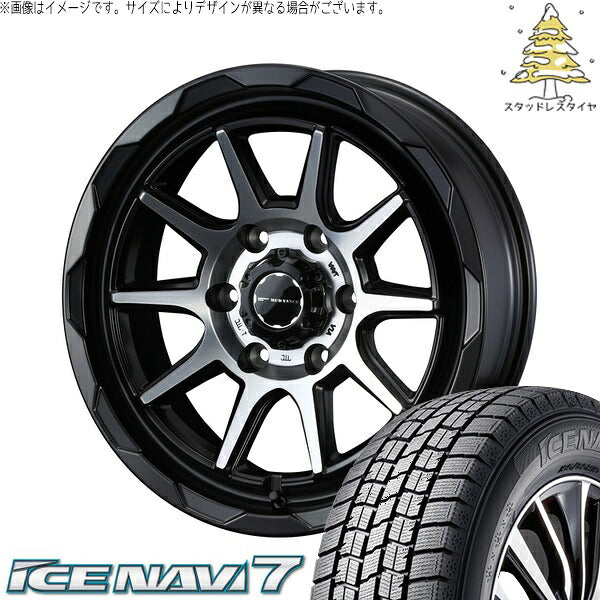 グッドイヤー アイスナビ7 215/70R15 + マッドヴァンス06 マットブラックポリッシュ 15インチ 6J +33 6H139.7P スタッドレス・ホイール4本セット。1枚目。