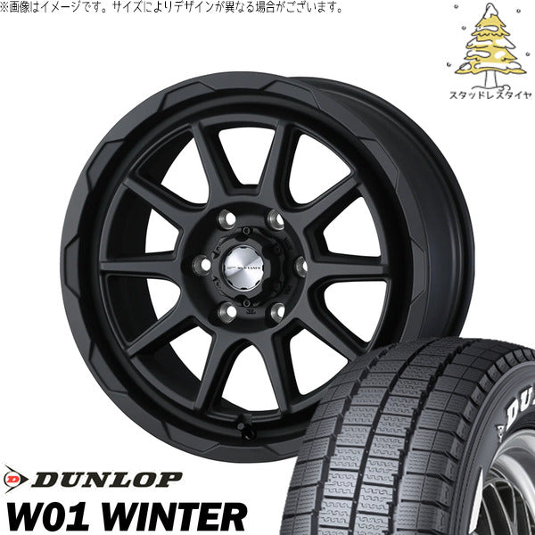 ダンロップ W01 WINTER 215/65R16 + マッドヴァンス06 フルマットブラック 16インチ 6.5J +38 6H139.7P スタッドレス・ホイール4本セット。1枚目。