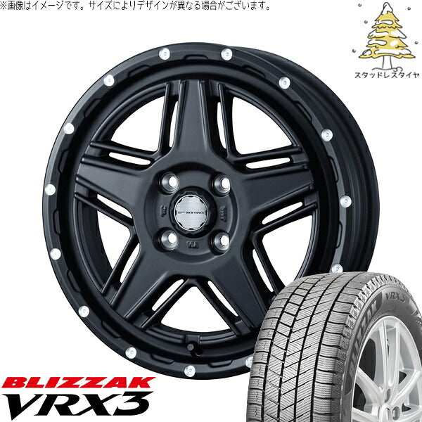 ブリヂストン ブリザック VRX3 165/60R15 + マッドヴァンス07 フルマットブラック 15インチ 4.5J +45 4H100P スタッドレス・ホイール4本セット。1枚目。