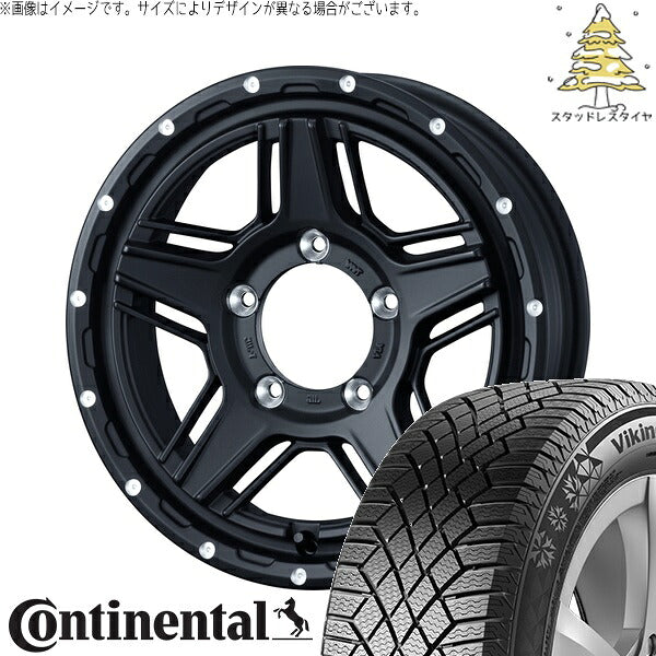 コンチネンタル バイキングコンタクト7 215/70R16 + マッドヴァンス07 フルマットブラック 16インチ 5.5J +22 5H139.7P スタッドレス・ホイール4本セット。1枚目。