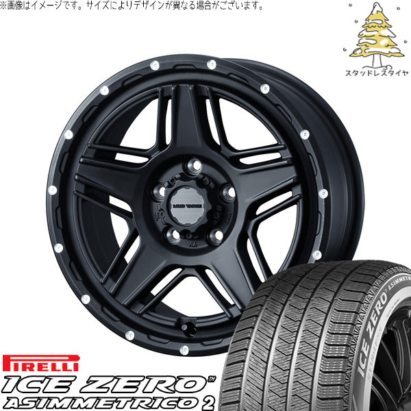 ピレリ アイスゼロアシンメトリコ2 215/50R17 + マッドヴァンス07 フルマットブラック 17インチ 7J +40 5H114.3P スタッドレス・ホイール4本セット。1枚目。