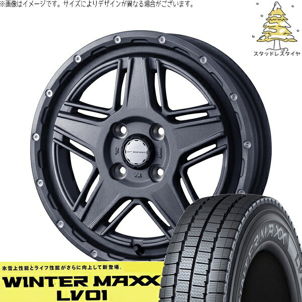ダンロップ ウィンターマックス LV01 145/80R12 + マッドヴァンス07 フリントグレー 12インチ 4J +40 4H100P スタッドレス・ホイール4本セット。1枚目。