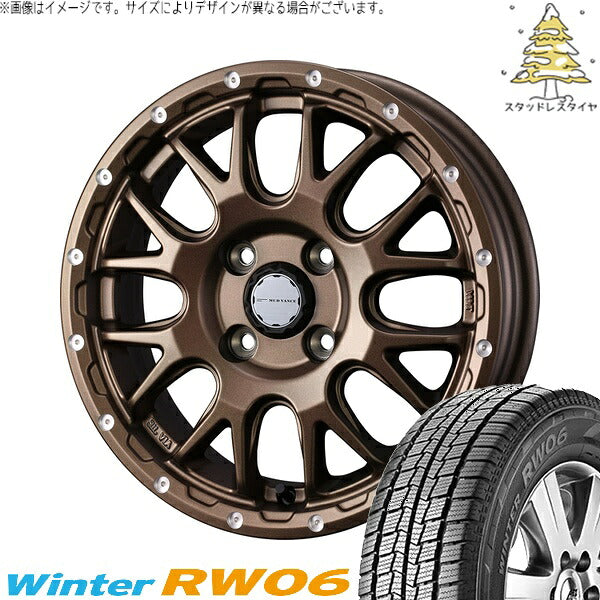 ハンコック ウィンター RW06 145R12 + マッドヴァンス08 マットブロンズ 12インチ 4J +40 4H100P スタッドレス・ホイール4本セット。1枚目。