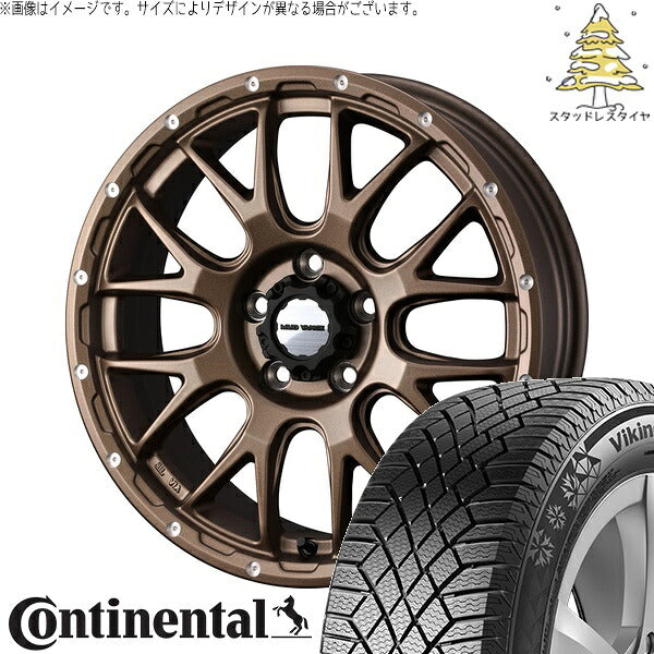 コンチネンタル バイキングコンタクト7 215/70R16 + マッドヴァンス08 マットブロンズ 16インチ 7J +35 5H114.3P スタッドレス・ホイール4本セット。1枚目。