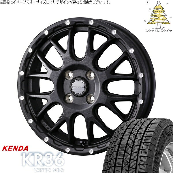 ケンダ アイステックネオ KR36 165/55R14 + マッドヴァンス08 フリントブラック 14インチ 4.5J +45 4H100P スタッドレス・ホイール4本セット。1枚目。