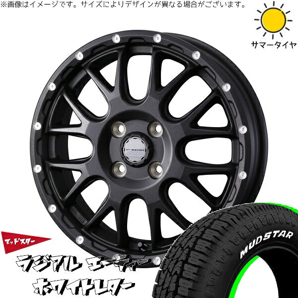 マッドスター ラジアルAT 155/65R14 + マッドヴァンス08 フリントブラック 14インチ 4.5J +45 4H100P サマー・ホイール4本セット。1枚目。