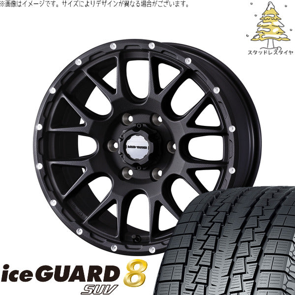 ヨコハマタイヤ アイスガード8 SUV 225/70R16 + マッドヴァンス08 フリントブラック 16インチ 6J -5 5H139.7P スタッドレス・ホイール4本セット。1枚目。