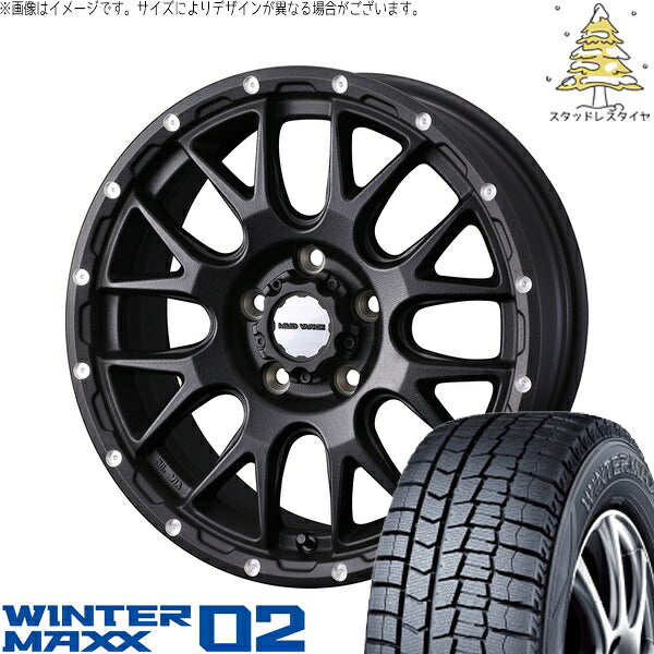 ダンロップ ウィンターマックス02 225/50R18 + マッドヴァンス08 フリントブラック 18インチ 7.5J +35 5H114.3P スタッドレス・ホイール4本セット。1枚目。