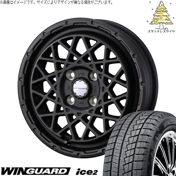 ネクセン ウィンガード アイス2 165/55R14 + マッドヴァンス09 フルマットブラック 14インチ 4.5J +45 4H100P スタッドレス・ホイール4本セット。1枚目。