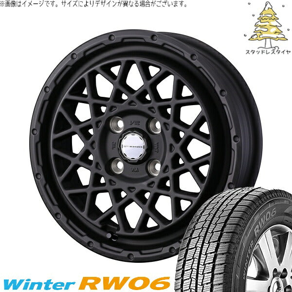 ハンコック ウィンター RW06 145R12 + マッドヴァンス09 フルマットブラック 12インチ 4J +40 4H100P スタッドレス・ホイール4本セット。1枚目。