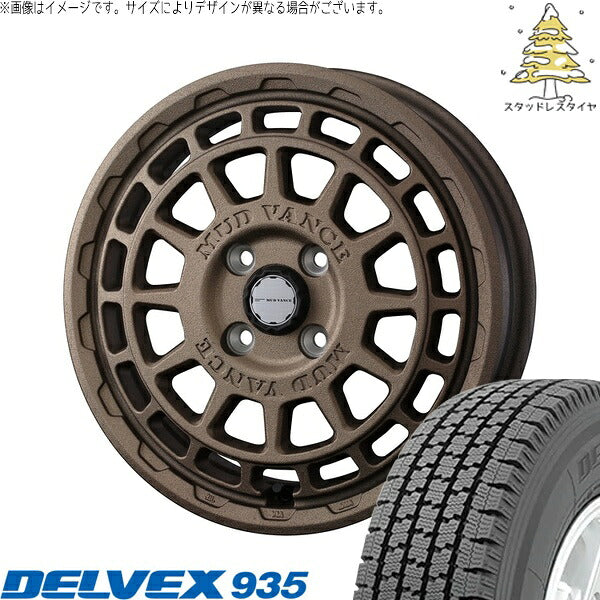 トーヨータイヤ デルベックス 935 155/80R14 + マッドヴァンスX タイプF フリントブロンズ 14インチ 5J +30 4H100P スタッドレス・ホイール4本セット。1枚目。
