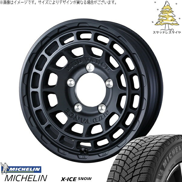ミシュラン エックスアイス スノー 215/70R16 + マッドヴァンスX タイプF フルマットブラック 16インチ 5.5J +22 5H139.7P スタッドレス・ホイール4本セット。1枚目。