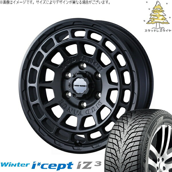 ハンコック ウィンターアイセプト IZ3 W636 225/45R17 + マッドヴァンスX タイプF フルマットブラック 17インチ 7J +38 5H114.3P スタッドレス・ホイール4本セット。1枚目。
