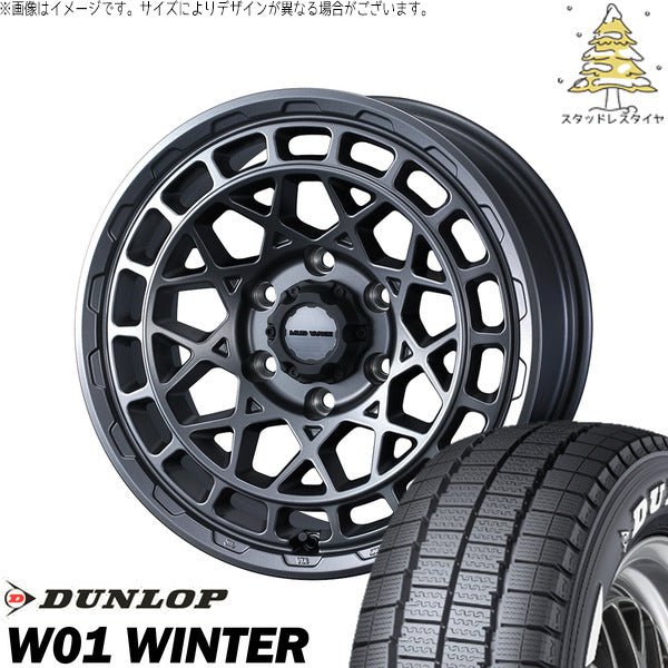 ダンロップ W01 WINTER 215/65R16 + マッドヴァンスX タイプM マットガンメタ 16インチ 6.5J +45 6H139.7P スタッドレス・ホイール4本セット。1枚目。