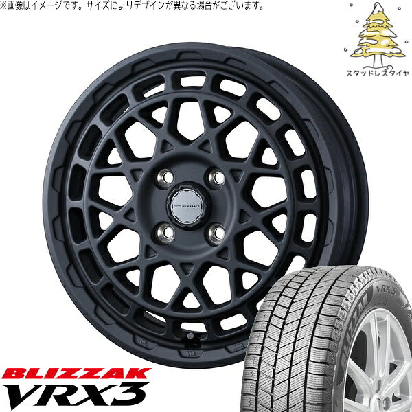 ブリヂストン ブリザック VRX3 175/65R15 + マッドヴァンスX タイプM フルマットブラック 15インチ 4.5J +45 4H100P スタッドレス・ホイール4本セット。1枚目。
