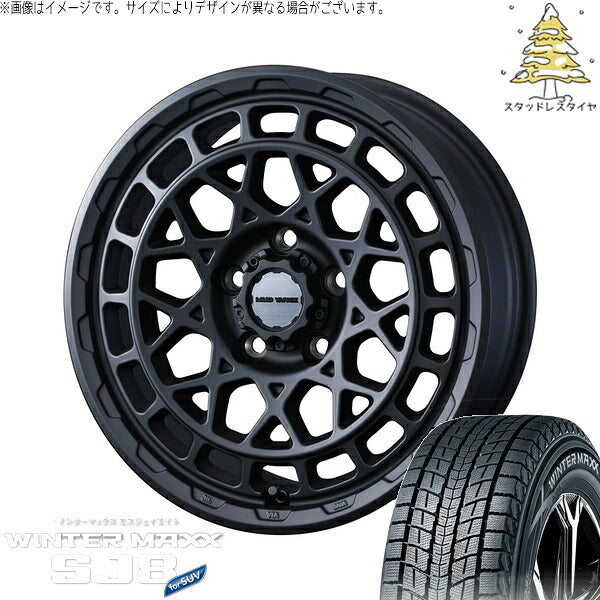ダンロップ ウィンターマックス SJ8+ 235/60R18 + マッドヴァンスX タイプM フルマットブラック 18インチ 7.5J +35 5H114.3P スタッドレス・ホイール4本セット。1枚目。