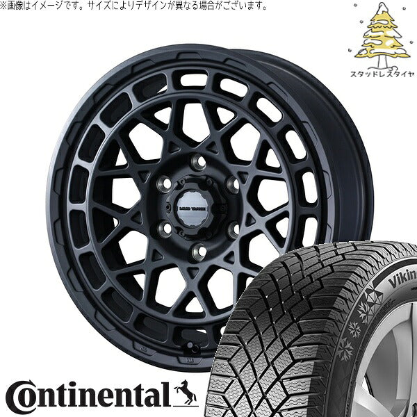 コンチネンタル バイキングコンタクト7 215/70R16 + マッドヴァンスX タイプM フルマットブラック 16インチ 6J -5 5H139.7P スタッドレス・ホイール4本セット。1枚目。