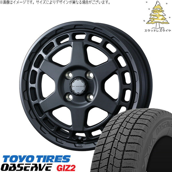 トーヨータイヤ OBSERVE 175/65R15 + マッドヴァンスX タイプS フルマットブラック 15インチ 4.5J +45 4H100P スタッドレス・ホイール4本セット。1枚目。